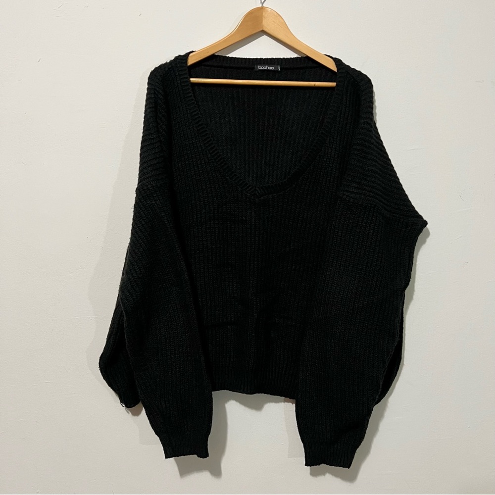 Oversized V Neck Knit Sweater